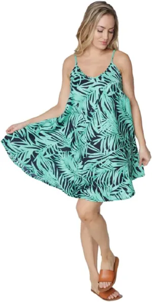 INGEAR Loose Relaxed Fit Sundress Spaghetti Strap Umbrella Dress Boho Baggy Bohemian Sleeveless Print Mini Dress
