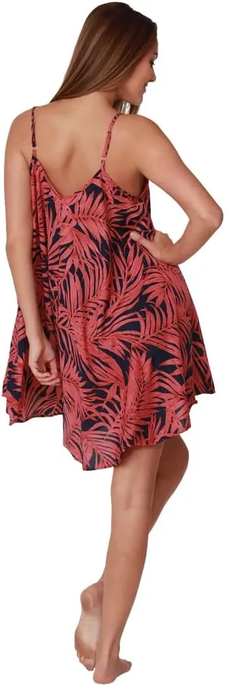 INGEAR Loose Relaxed Fit Sundress Spaghetti Strap Umbrella Dress Boho Baggy Bohemian Sleeveless Print Mini Dress