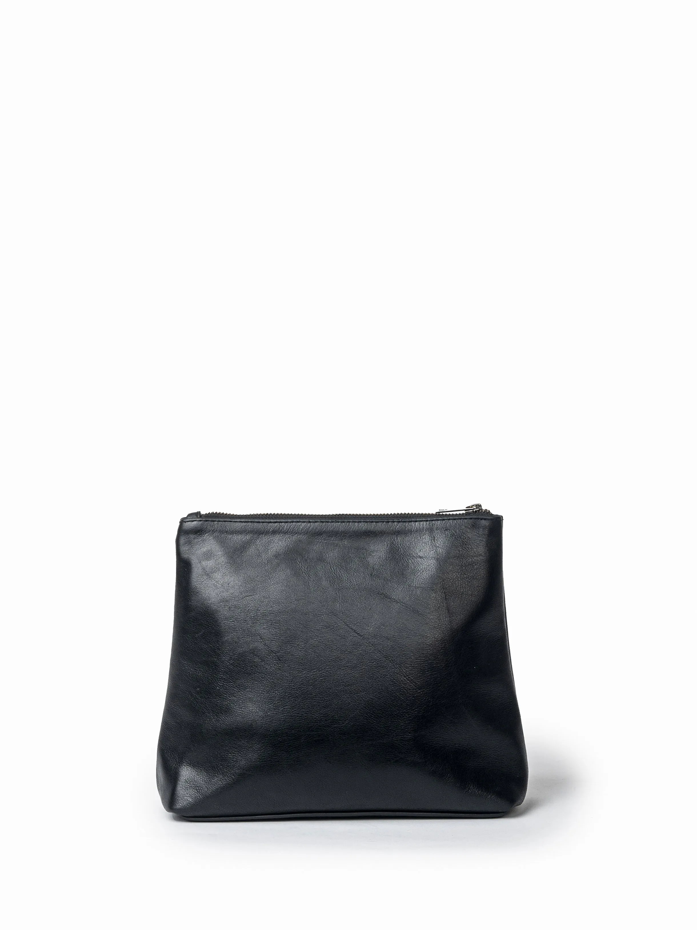 ISLA LEATHER WOVEN HOBO BAG - BLACK