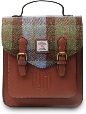 Islander HarrisTweed The Calton Backpack, Chestnut Blue Tartan