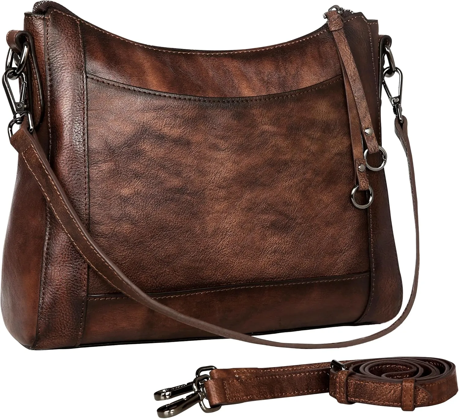 Iswee Genuine Leather Crossbody Bags for Women Satchel Purse Hobo Handbag Ladies Vintage Shoulder Bag Work