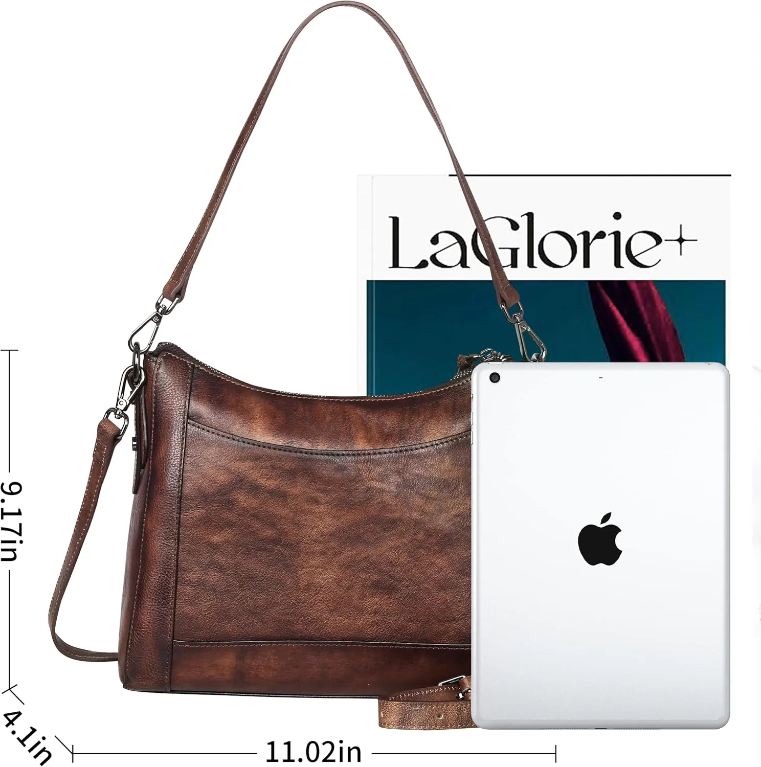Iswee Genuine Leather Crossbody Bags for Women Satchel Purse Hobo Handbag Ladies Vintage Shoulder Bag Work
