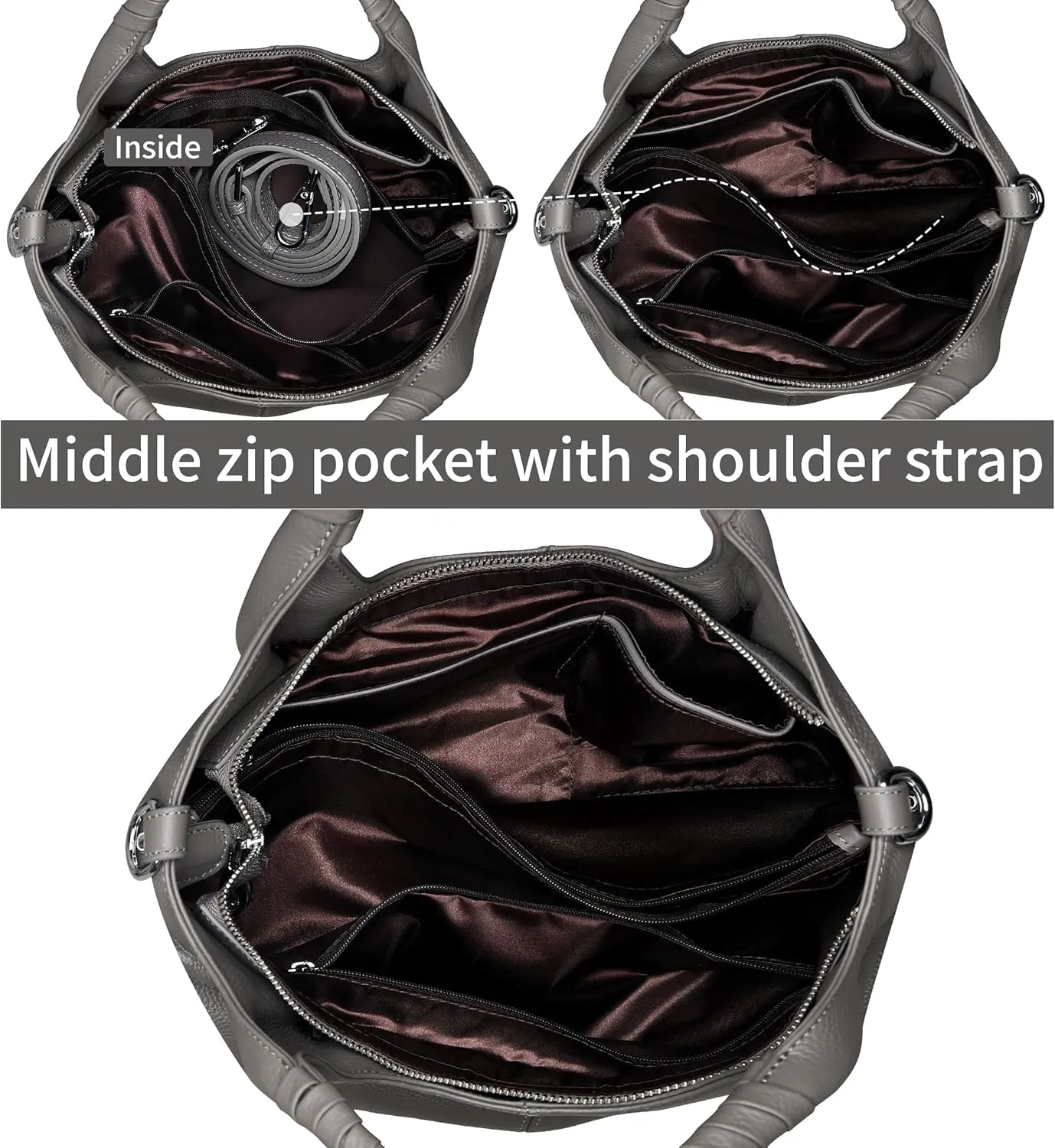 Iswee Genuine Leather Shoulder Bags Purses and Handbags for Women Satchel Designer Cross Body Hobo Medium Size Tote