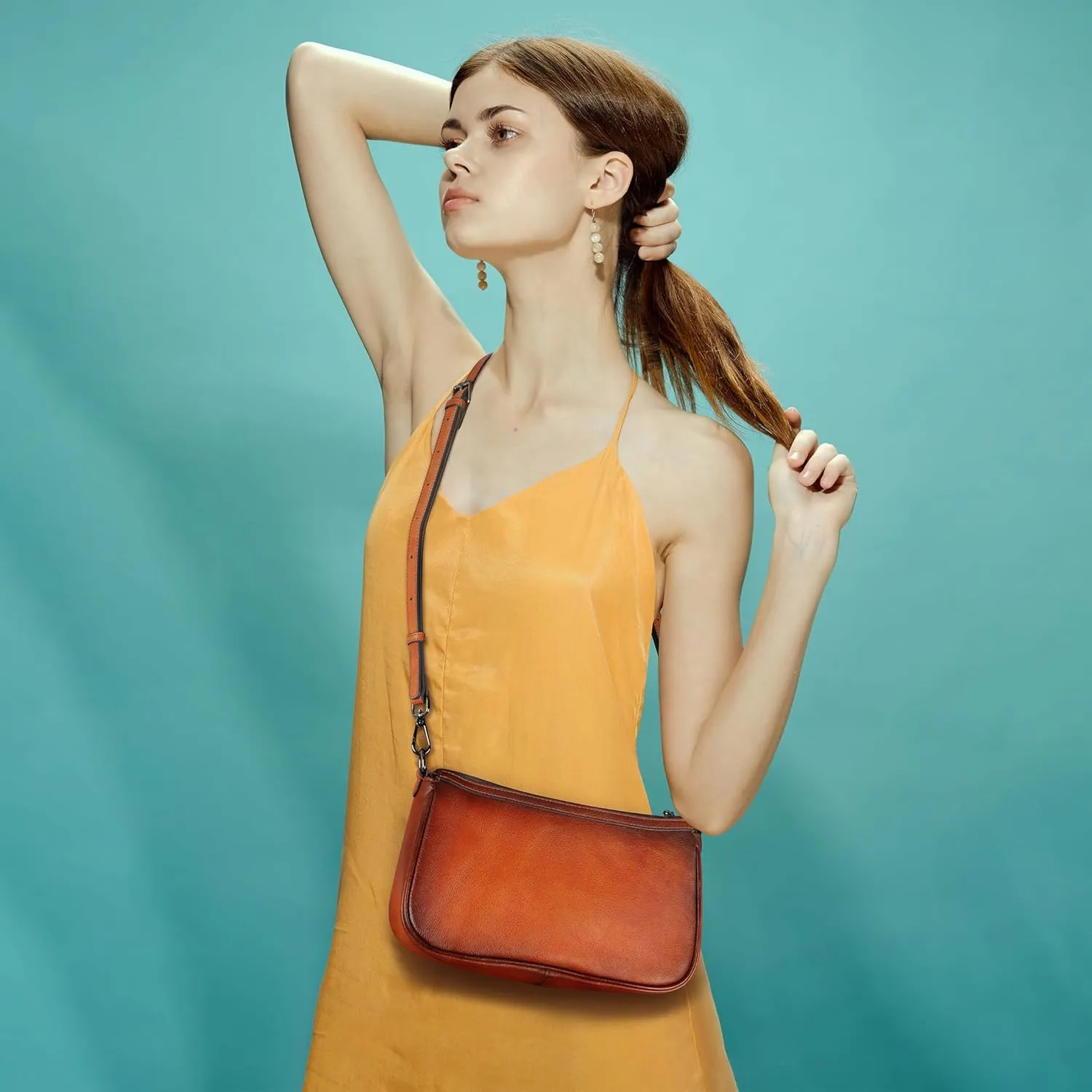 Iswee Leather Crossbody Bags for Women Small Designer Shoulder Bag Hobo Purse Satchel Handbags with Two Straps