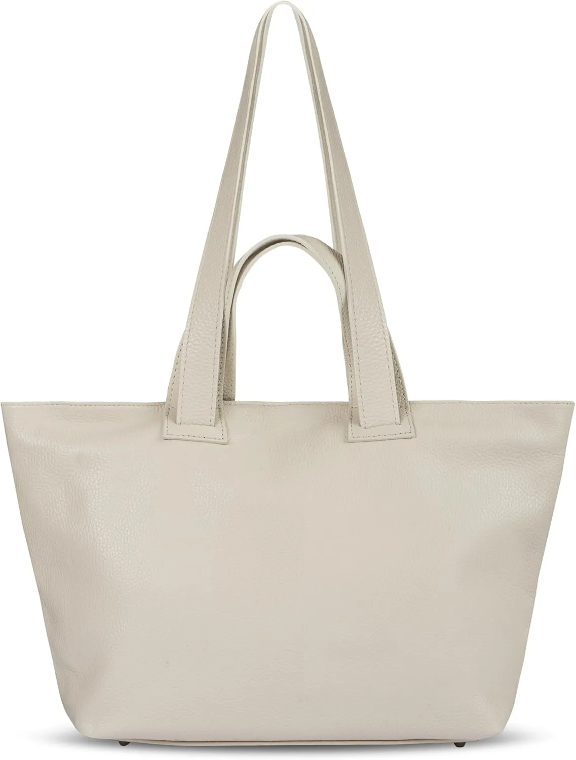 Italian Genuine Calf Leather Tote Satchel Bag for Women with Zipper & Double Straps | Wide Large Work Laptop Shoulder Handbag