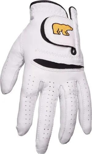 Jack Nicklaus Men's Golden Bear Leather Golf Glove, Worn On Left, Bright White, Small