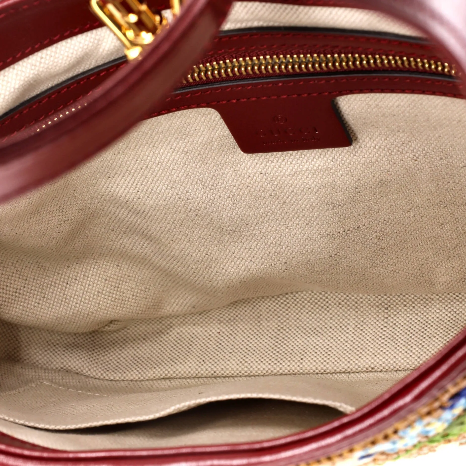Jackie 1961 Hobo Embroidered Straw with Leather Small