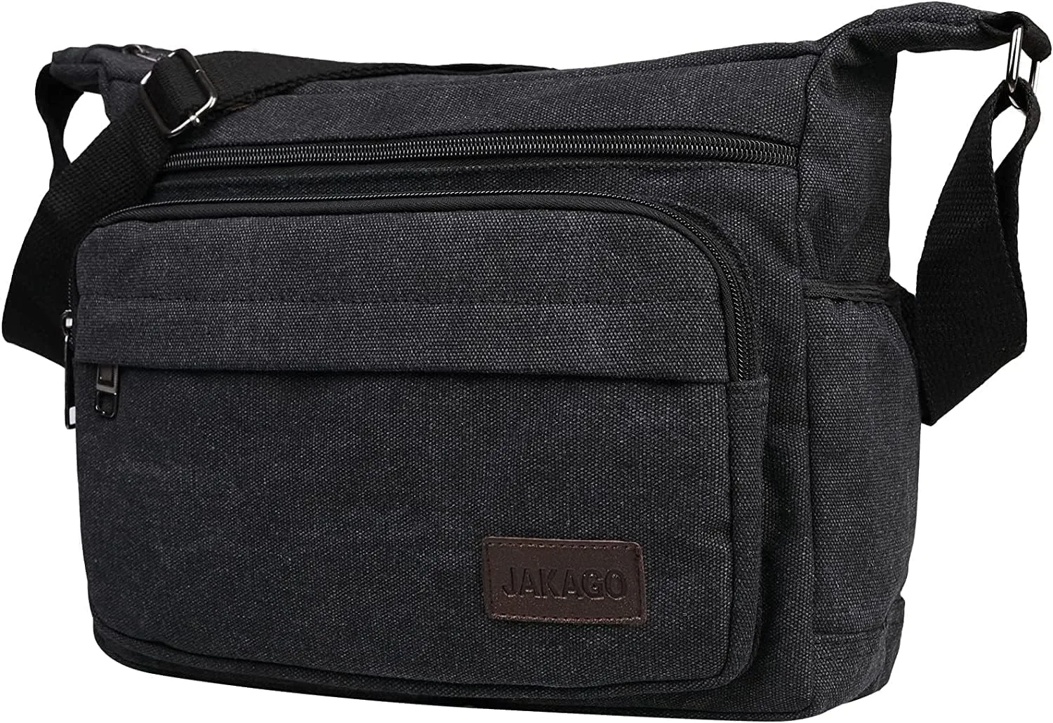 JAKAGO 13" Canvas Messenger Bag Multi Pockets Cross body Bag for Daily Use Satchel Bag for Business Travel
