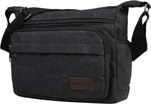 JAKAGO 13" Canvas Messenger Bag Multi Pockets Cross body Bag for Daily Use Satchel Bag for Business Travel