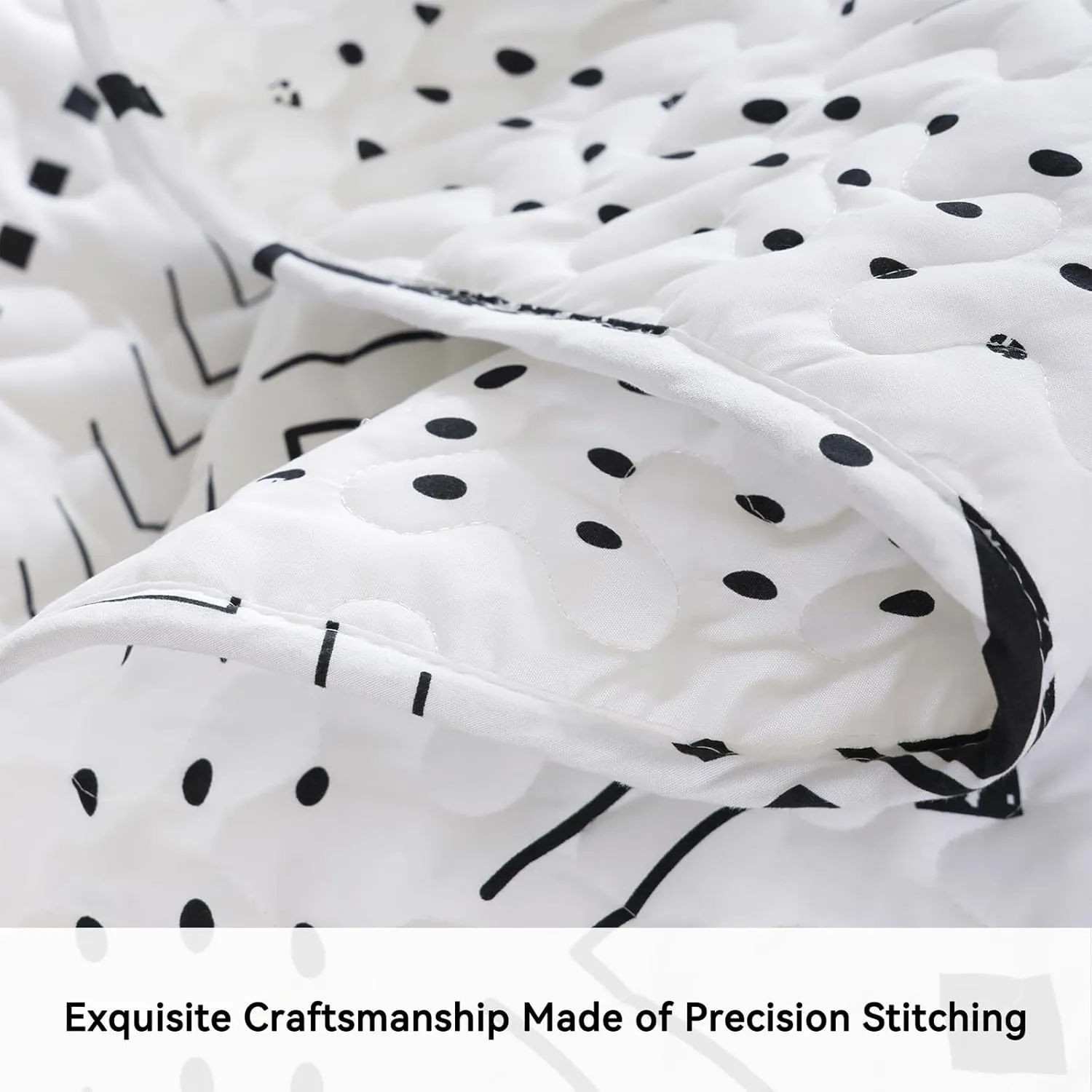 JANZAA Quilt Boho Bedding Set Queen Size – Lightweight Geometric Bedspread Coverlet, Soft Polyester Bedding Set for All Season, Machine Washable(Two Pillow Cases, White)