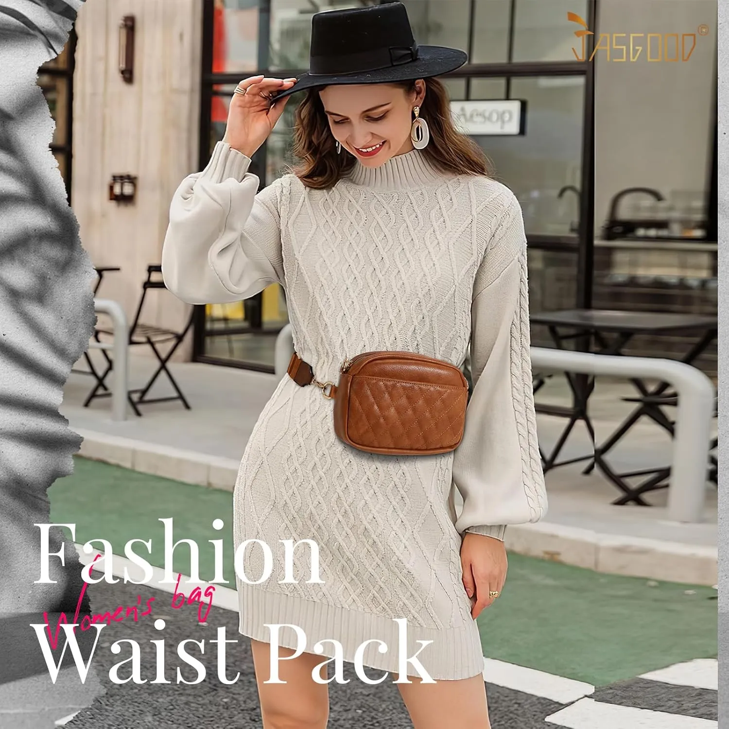 JASGOOD Crossbody Bags for Women, Leather Shoulder Purse and Handbags with Adjustable Strap