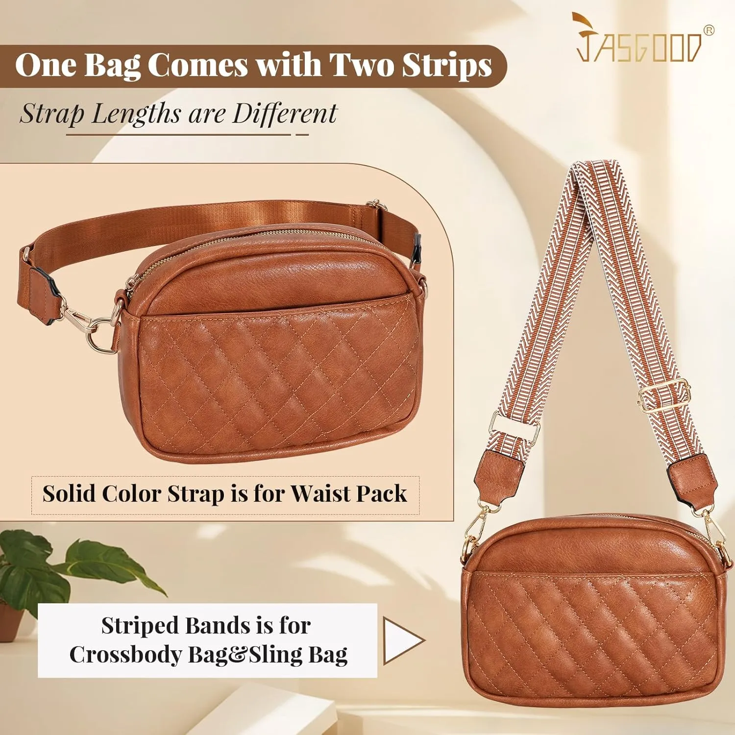 JASGOOD Crossbody Bags for Women, Leather Shoulder Purse and Handbags with Adjustable Strap