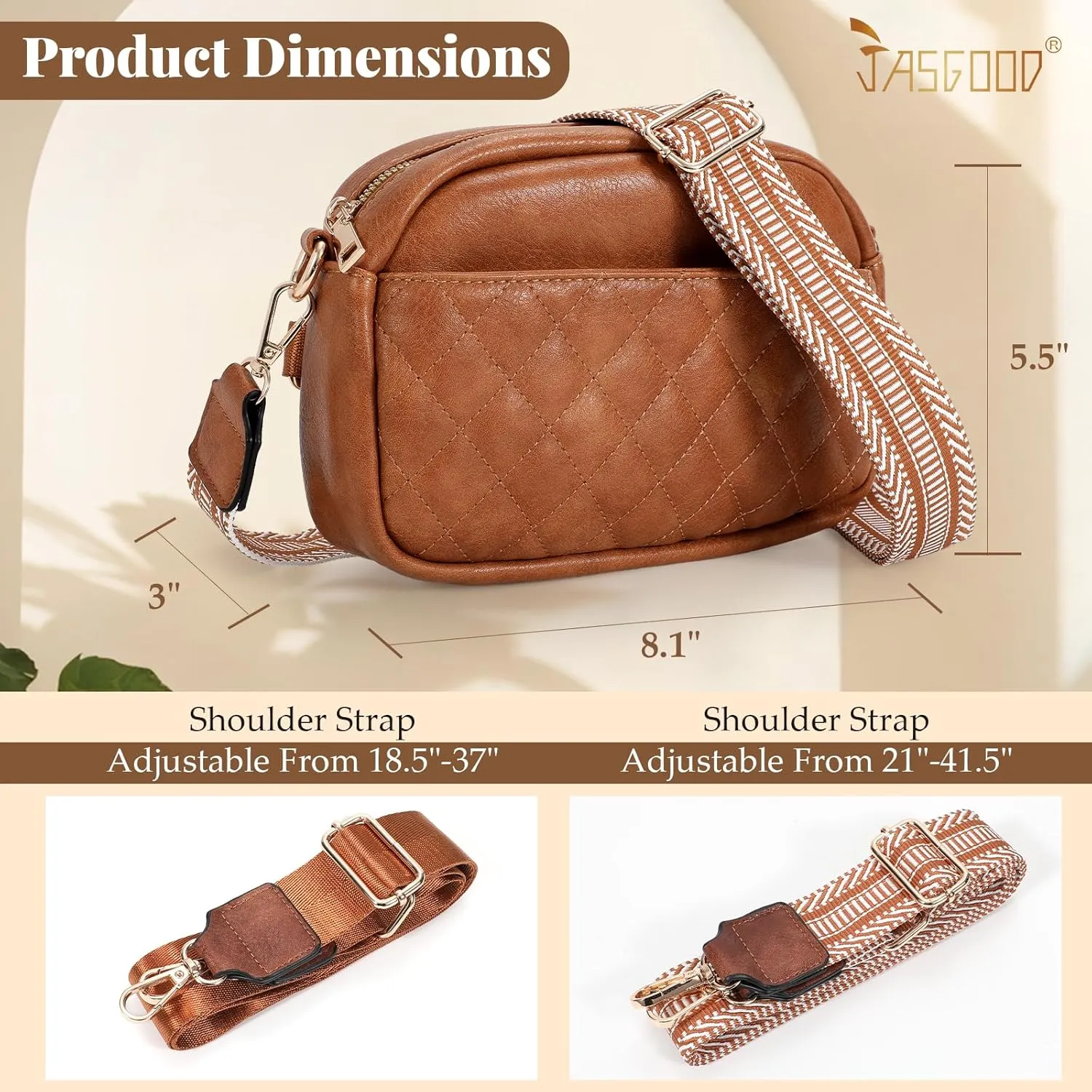 JASGOOD Crossbody Bags for Women, Leather Shoulder Purse and Handbags with Adjustable Strap