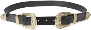 JASGOOD Women Leather Belts Ladies Vintage Western Design Black Waist Belt for Pants Dresses
