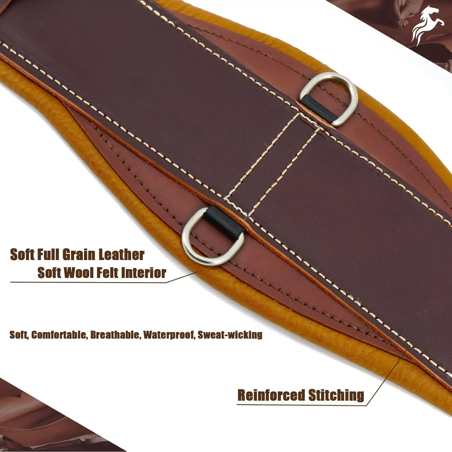 Jeereal Western Genuine Leather Cinch for Trail Riding & Rodeo ，28-32 Inch (Brown)
