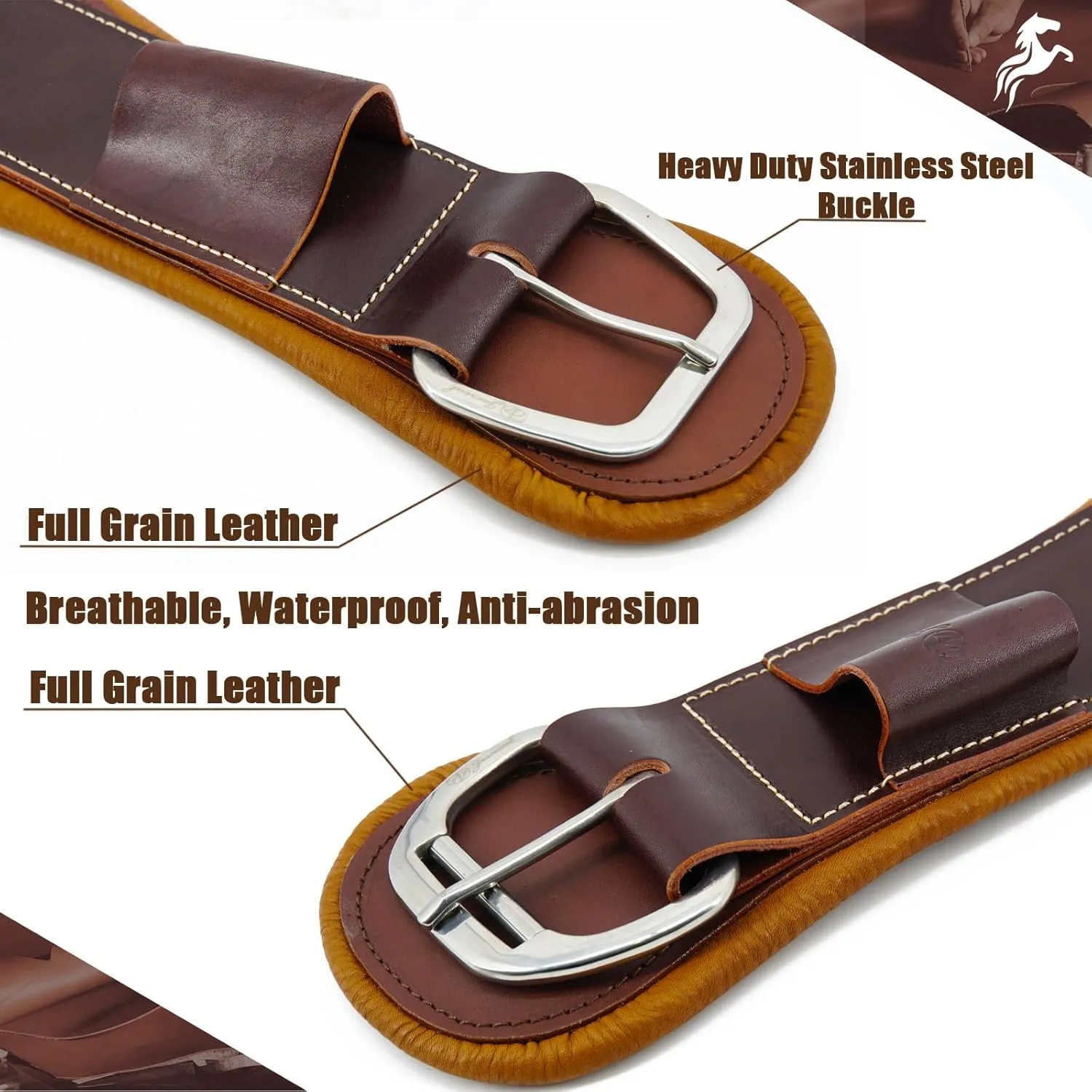 Jeereal Western Genuine Leather Cinch for Trail Riding & Rodeo ，28-32 Inch (Brown)