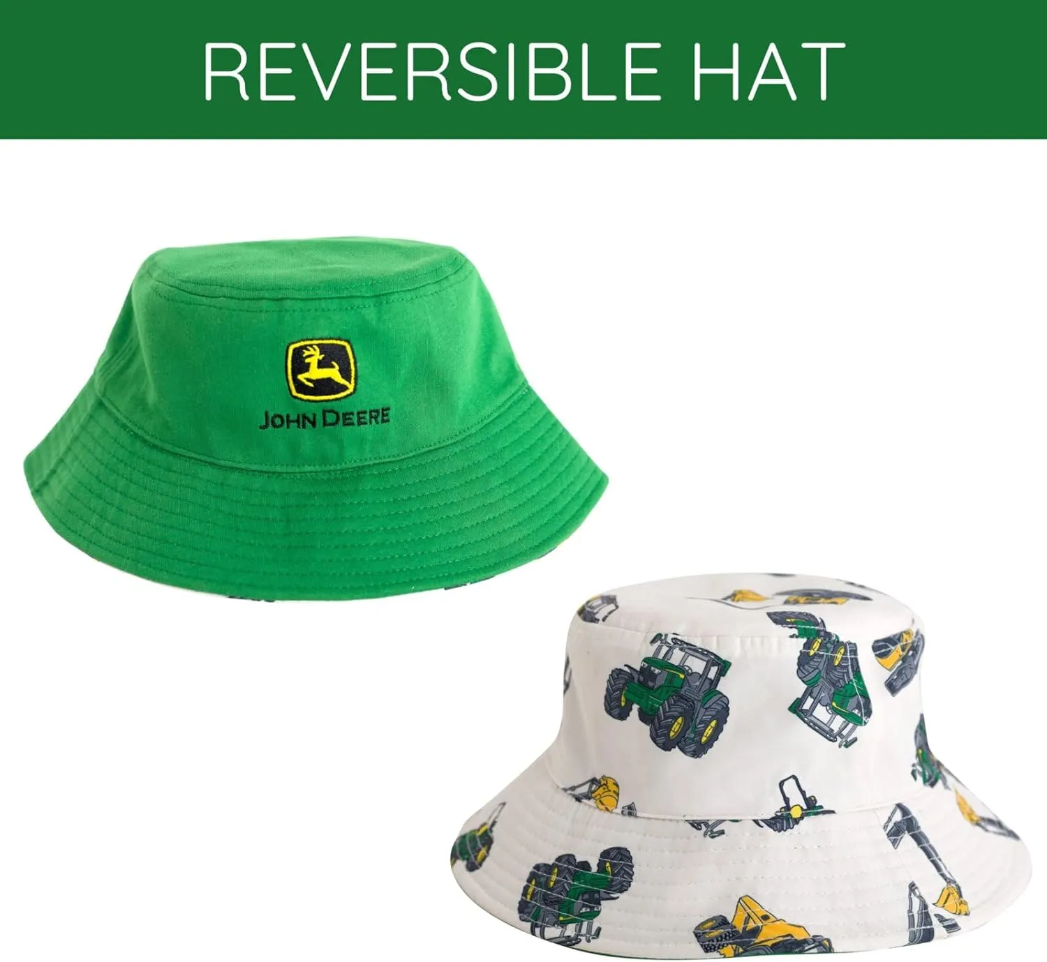 John Deere Bucket Sun Hat Sizes (OS Toddler - OS Youth)