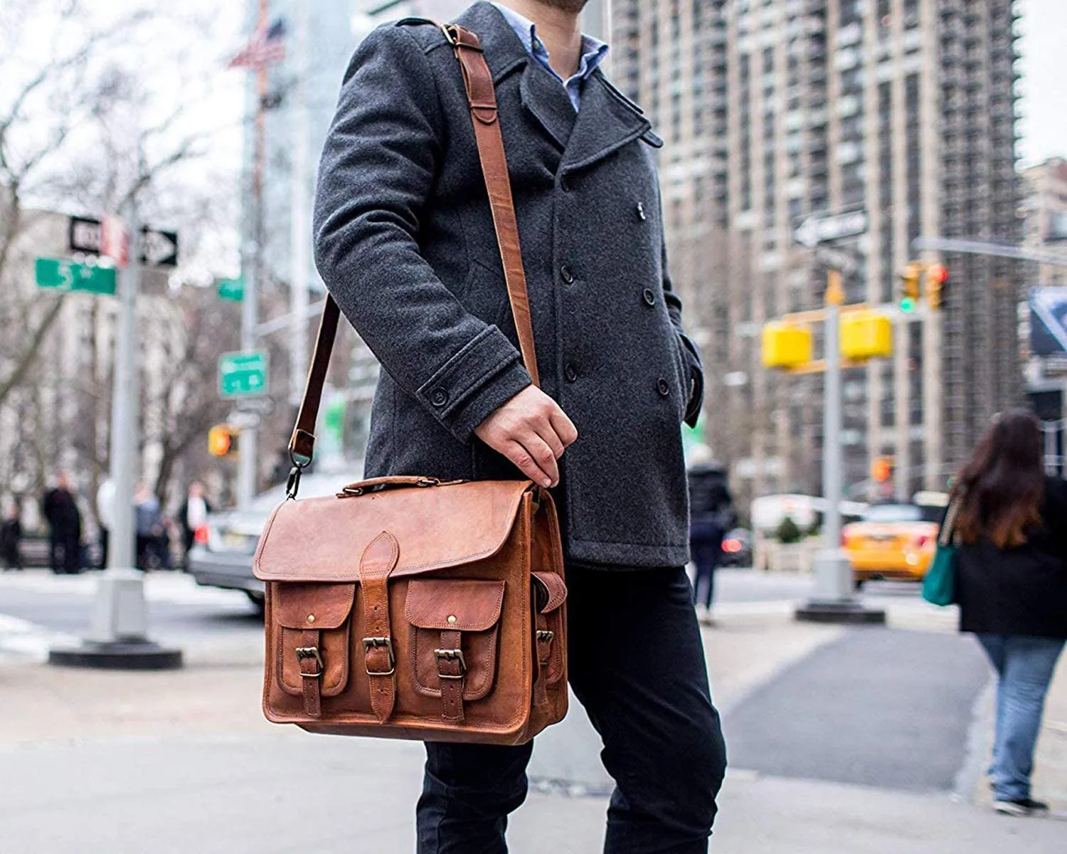 John Leather Briefcase Office Bag