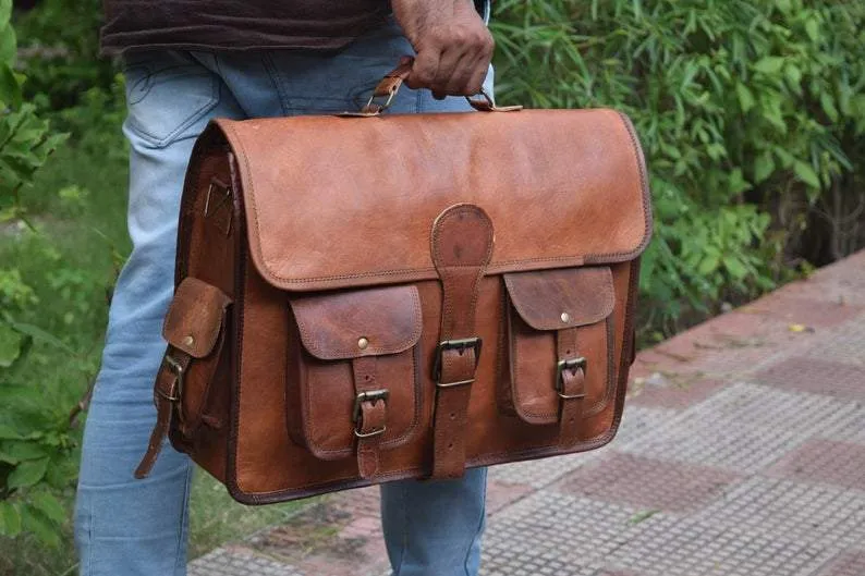 John Leather Briefcase Office Bag