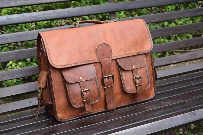 John Leather Briefcase Office Bag