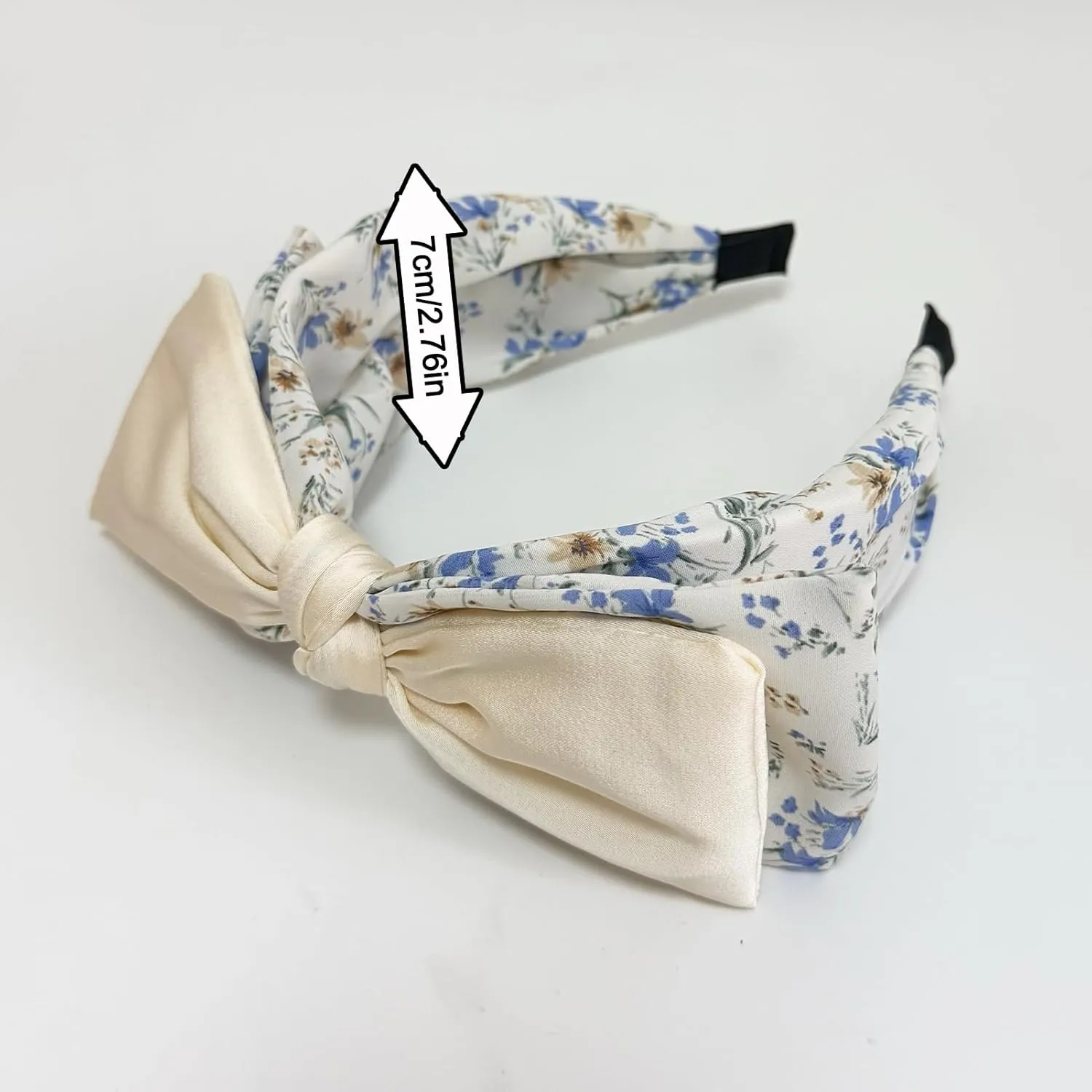 Jseng 3Packs Knotted Headbands for Women, Bow Headbands, Floral Bandana, Cute Rabbit Ear Hairbands Beige, Pink, Black