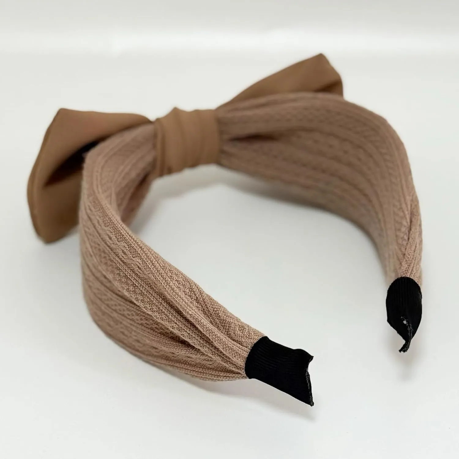 Jseng 4Packs Knotted Headbands for Women, Bow Headbands, Floral Bandana, Cute Rabbit Ear Hairbands Khaki, Camel, Pink, Black