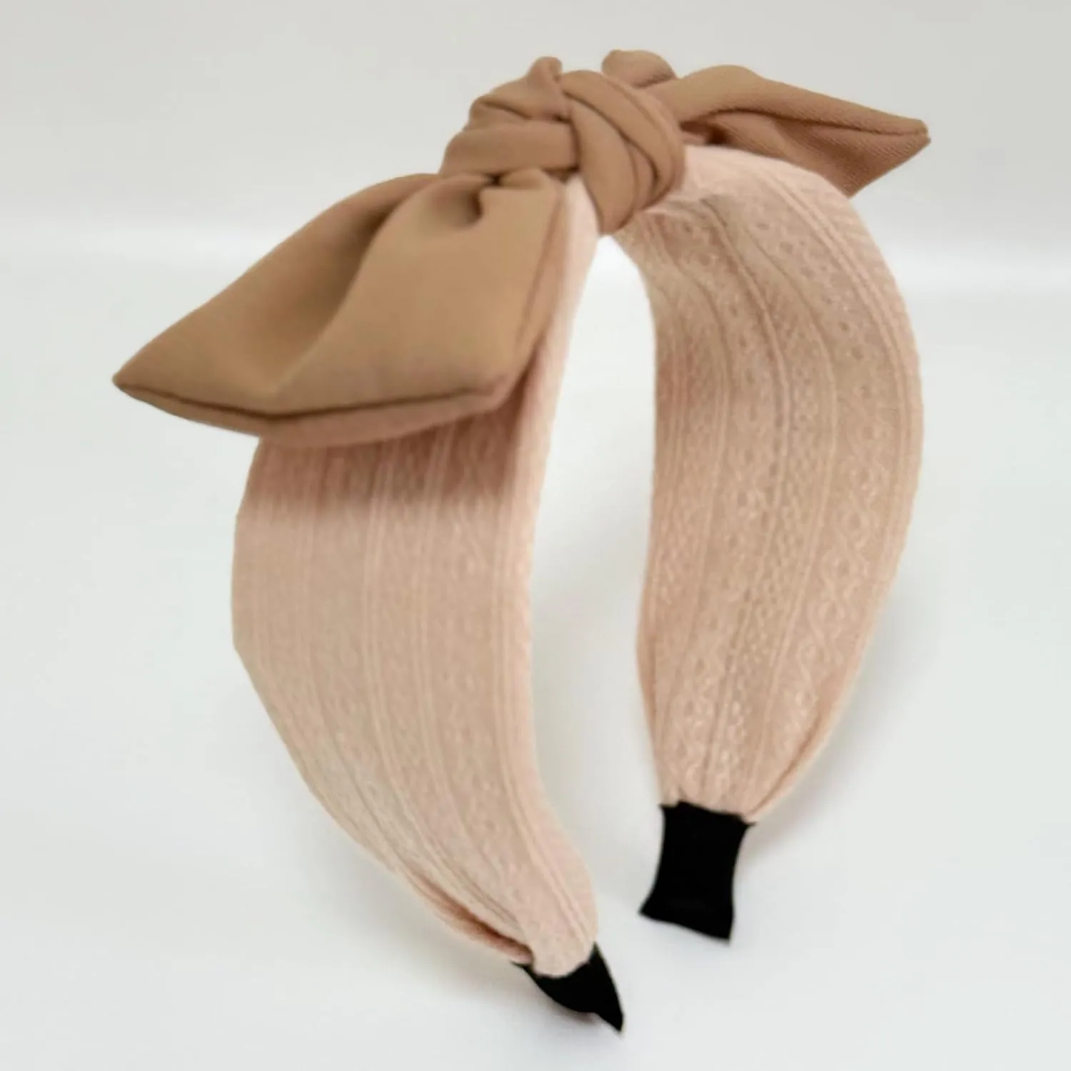 Jseng 4Packs Knotted Headbands for Women, Bow Headbands, Floral Bandana, Cute Rabbit Ear Hairbands Khaki, Camel, Pink, Black