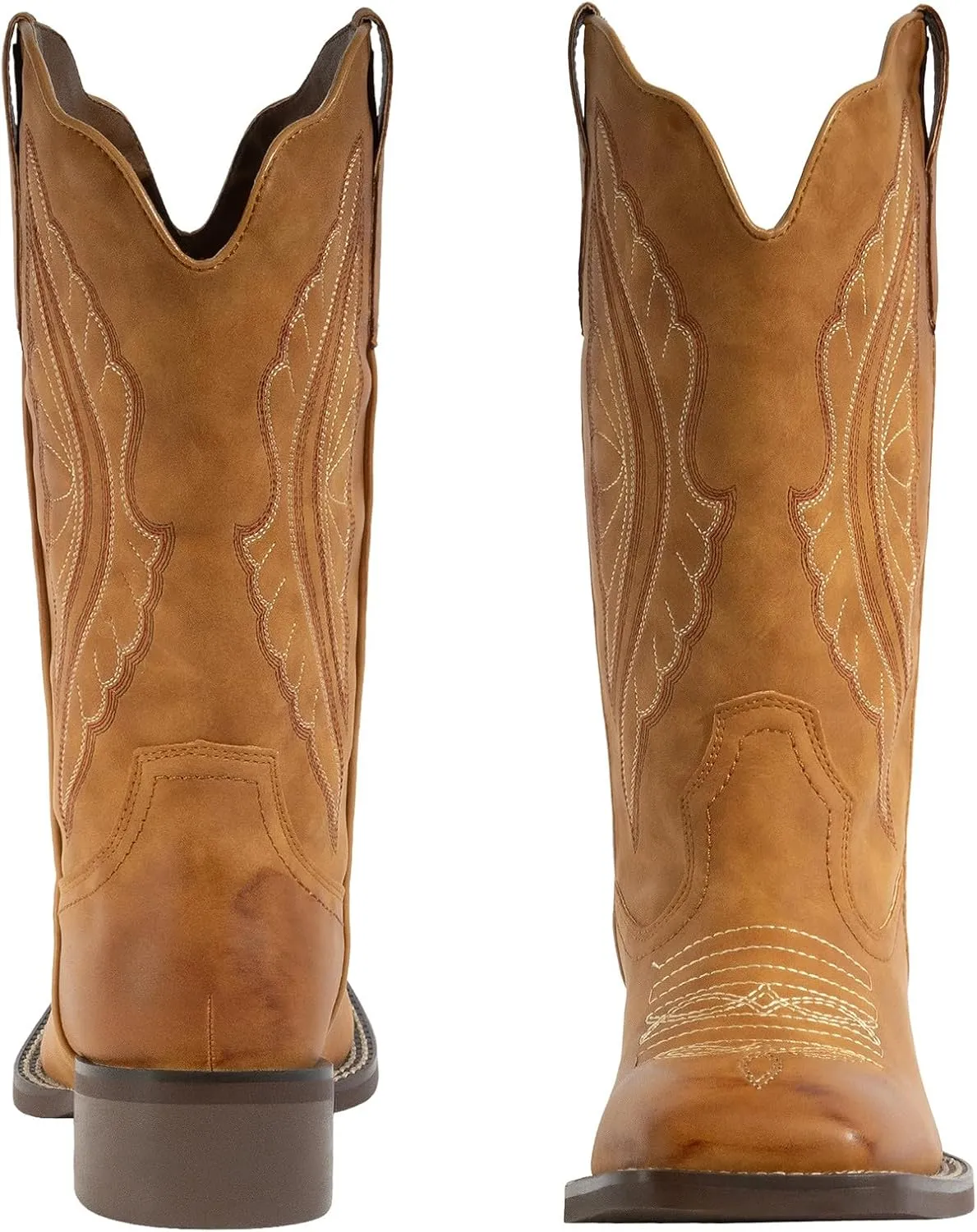 J's.o.l.e Women's Cowboy Boots Square Toe Wide Calf Cowgirl Boots Western Work Boots Embroidered