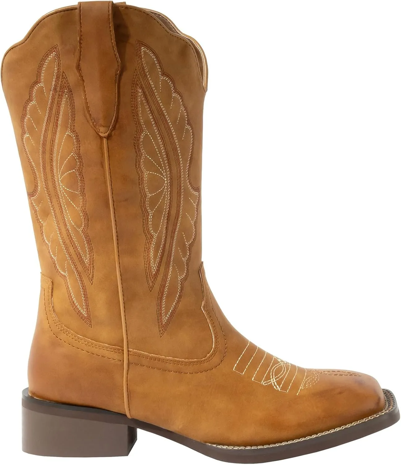 J's.o.l.e Women's Cowboy Boots Square Toe Wide Calf Cowgirl Boots Western Work Boots Embroidered