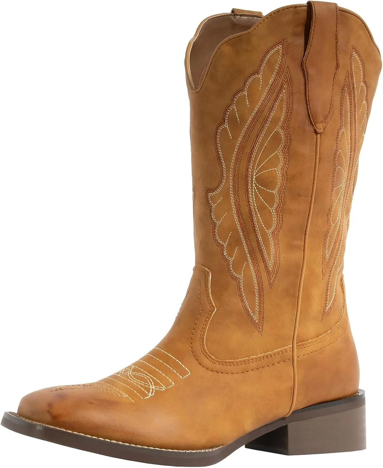 J's.o.l.e Women's Cowboy Boots Square Toe Wide Calf Cowgirl Boots Western Work Boots Embroidered