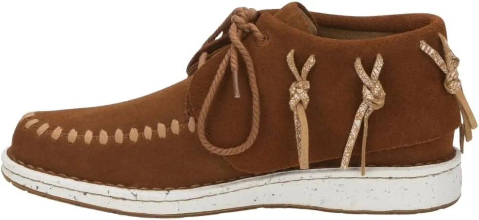 Justin Boots Womens Teepee Fringe Round Toe Moccasin Casual Boots Ankle - Brown
