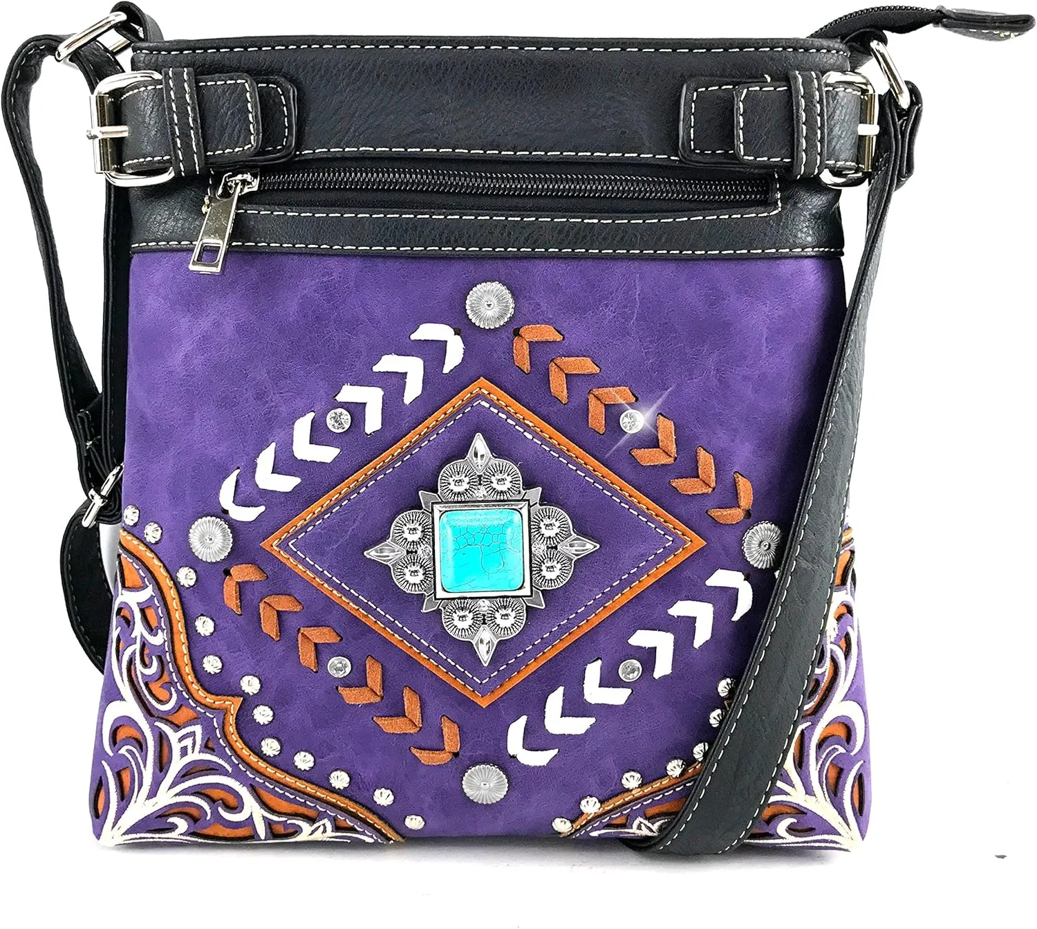 Justin West Concealed Carry Fringe Bohemian Arrow Turquoise Concho Messenger
