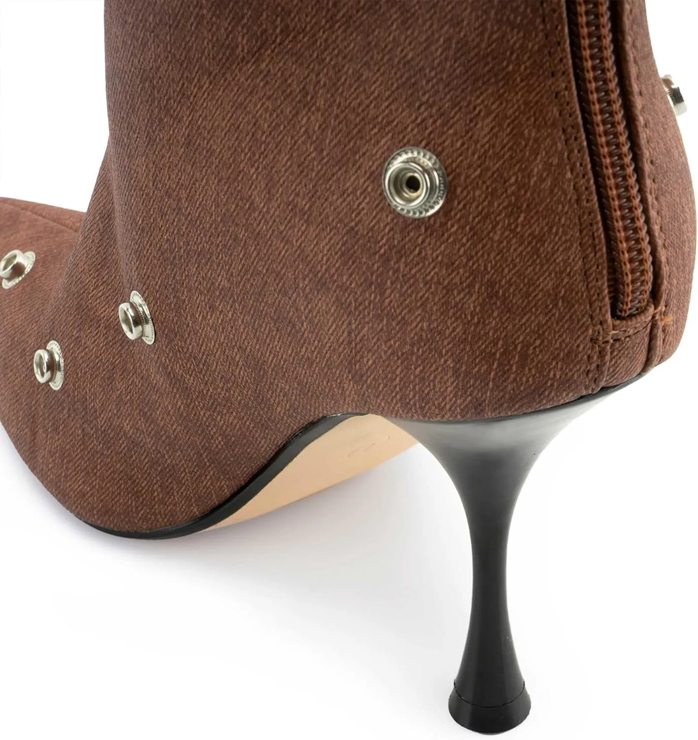 KaroNairy Women Stiletto Knee High Boots Slouch Pointed Toe High Heel Boot Detachable Snap-off Panel Shark Boots