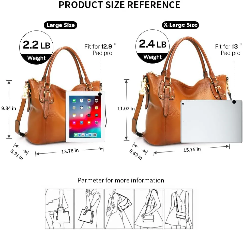 Kattee Leather Handbags Tote Shoulder Bag for Woman Satchel Designer Purse Top Handles Crossbody Bag Large Capacity