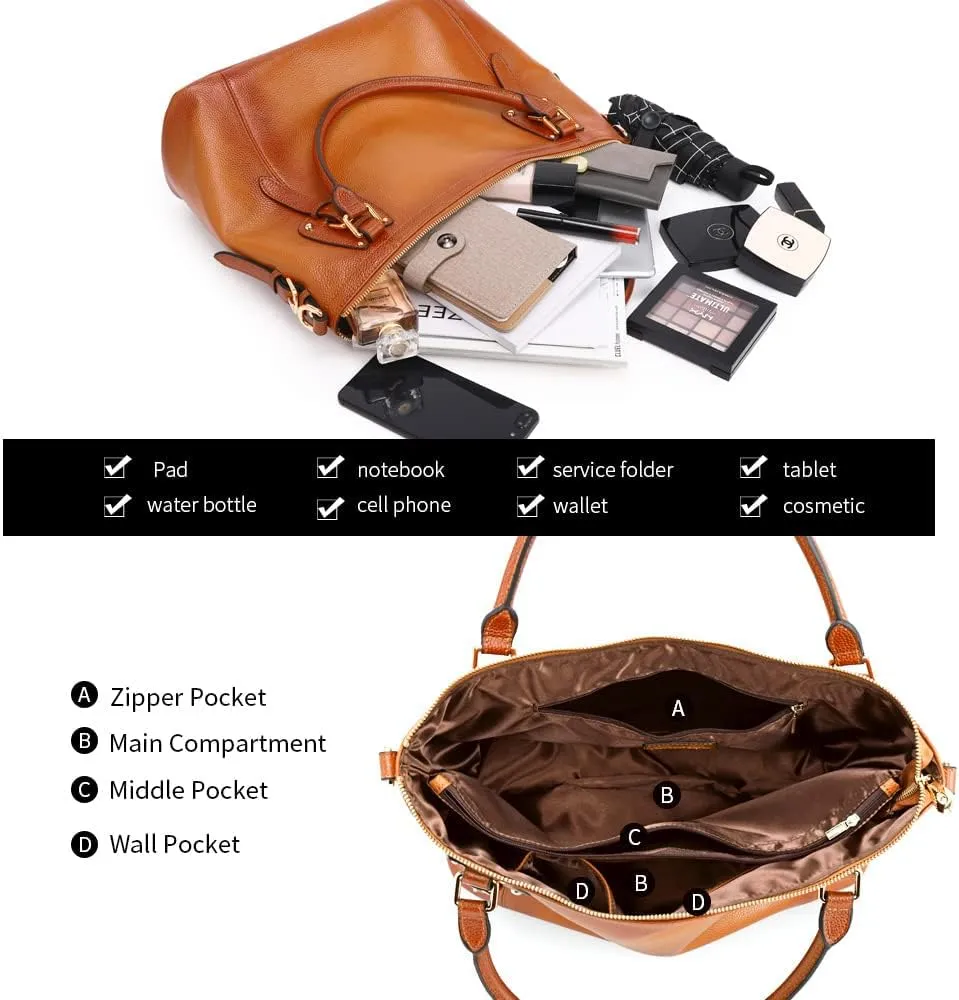 Kattee Leather Handbags Tote Shoulder Bag for Woman Satchel Designer Purse Top Handles Crossbody Bag Large Capacity