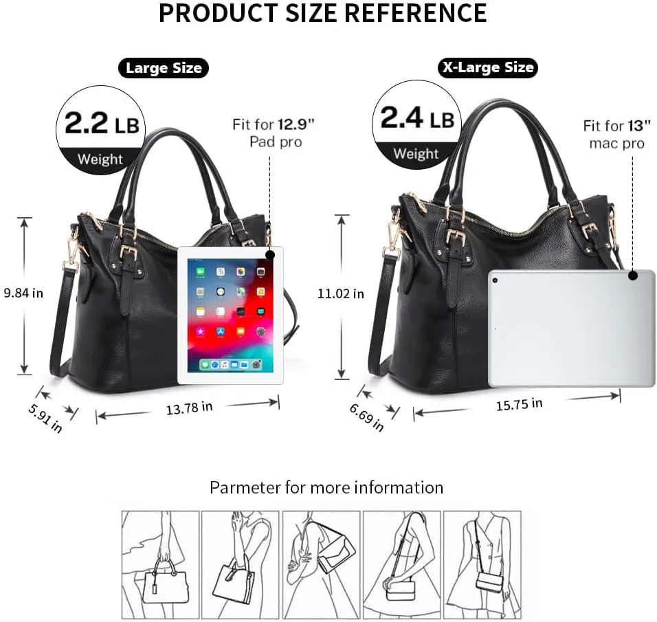 Kattee Leather Handbags Tote Shoulder Bag for Woman Satchel Designer Purse Top Handles Crossbody Bag Large Capacity