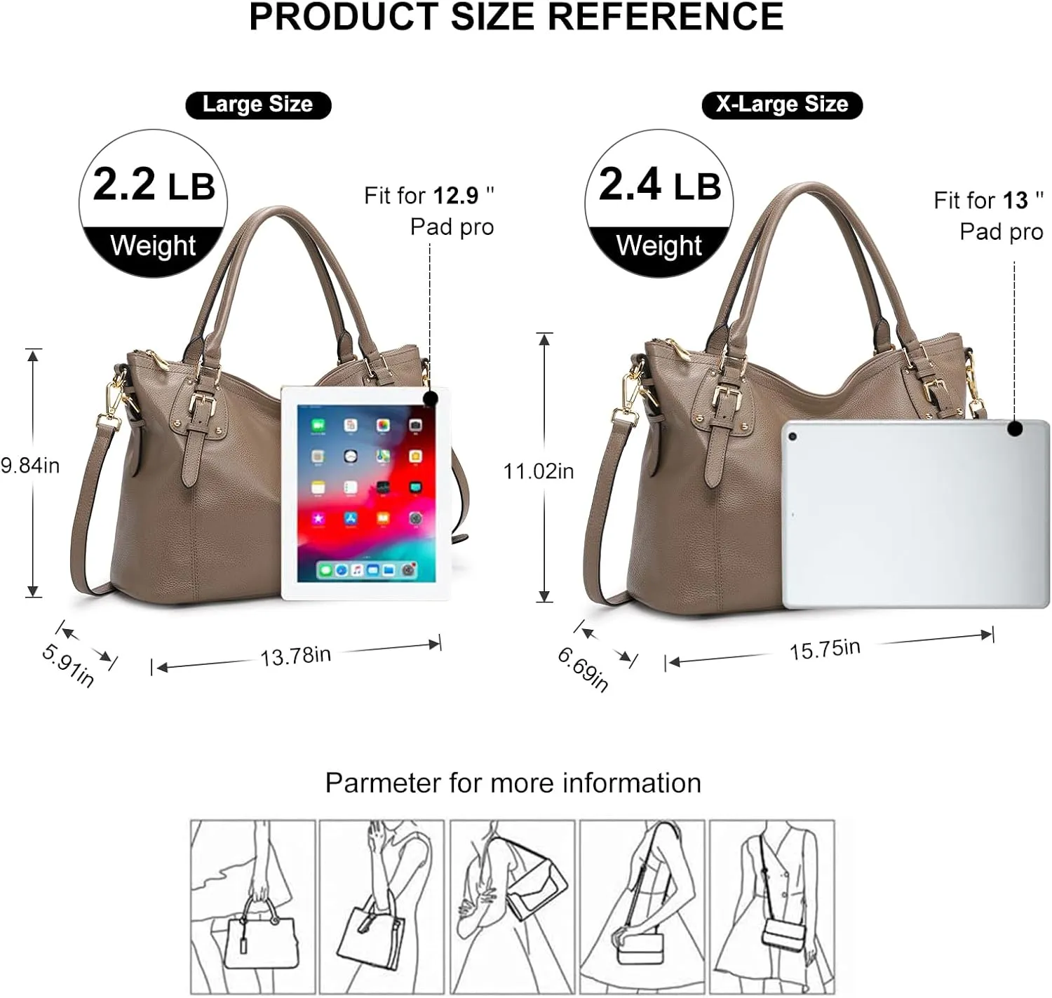 Kattee Leather Handbags Tote Shoulder Bag for Woman Satchel Designer Purse Top Handles Crossbody Bag Large Capacity