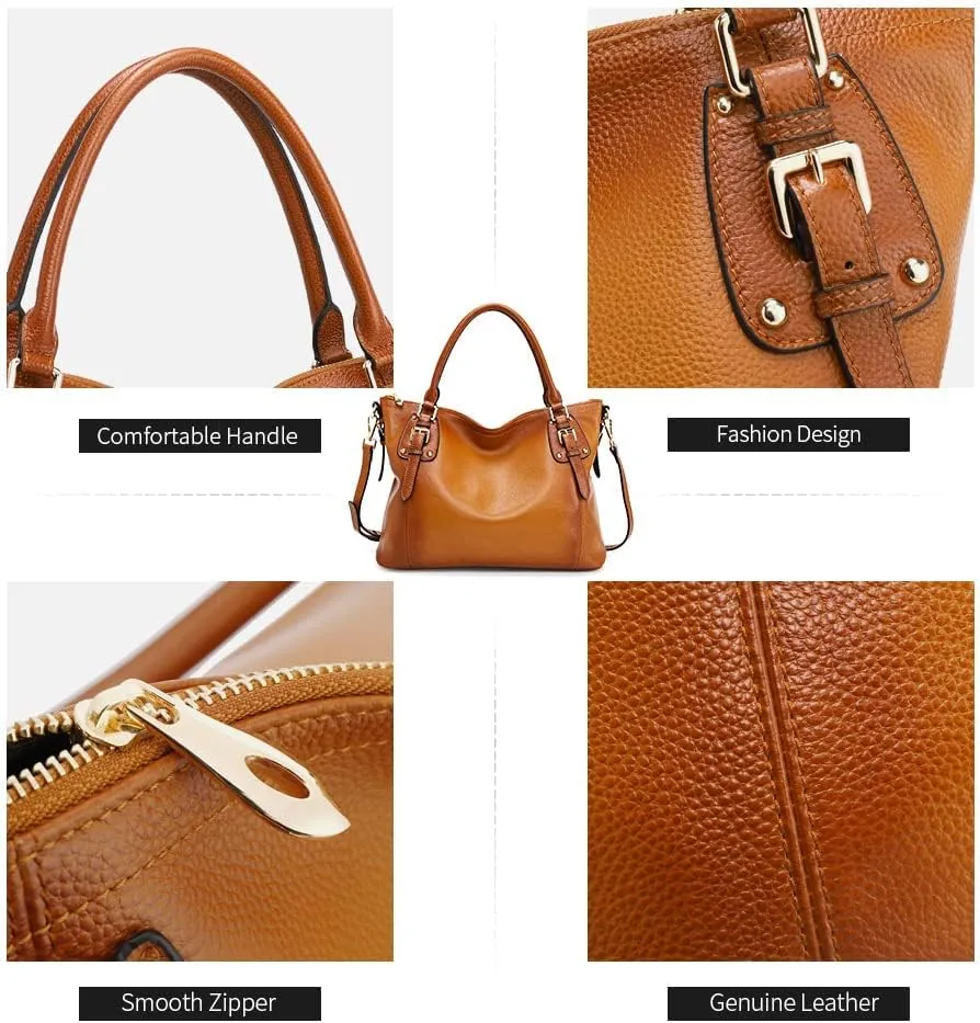 Kattee Leather Handbags Tote Shoulder Bag for Woman Satchel Designer Purse Top Handles Crossbody Bag Large Capacity