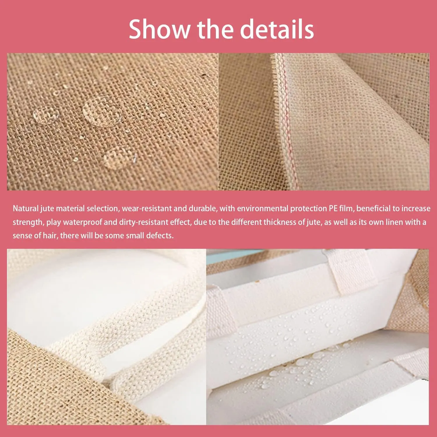 kaxilu Jute Burlap White Tote Bag 12pcs 14.5 * 10.7 * 6.5 Canvas front bag, Convenient decoration, retro tote Bag, country chic wedding, Shopping, travel, Arts and Crafts DIY Bag