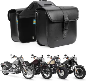 KEMIMOTO Motorcycle Saddlebags Throw Over Saddle bags Small Size Panniers 14L Side Luggage Saddlebags for Motorcycle Universal Sportster Softail Dyna Road King Rebel Synthetic Leather