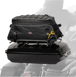 KEMIMOTO Motorcycle Travel Luggage Tour Pack Rack Bag Trunk Bag Soft Collapsible with Bar Straps Compatible with Road King Street Glide Road Glide Black