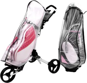 KENANLAN Golfs Bag Rain Cover Hood,PVC Transparent Universal Golfs Bag Rain Protective Cover,Waterproof Golfs Bag Dust Rain Cover Hoodm,for Golfs Bag Trolleys Push Carts,Caddy Bag