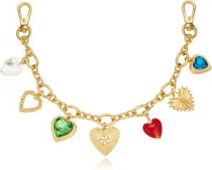 Keychain for Women With Red Rhinestones Trendy Gold Bag Heart Charms Key Pendant Trendy Purse Charms Car Jewelry