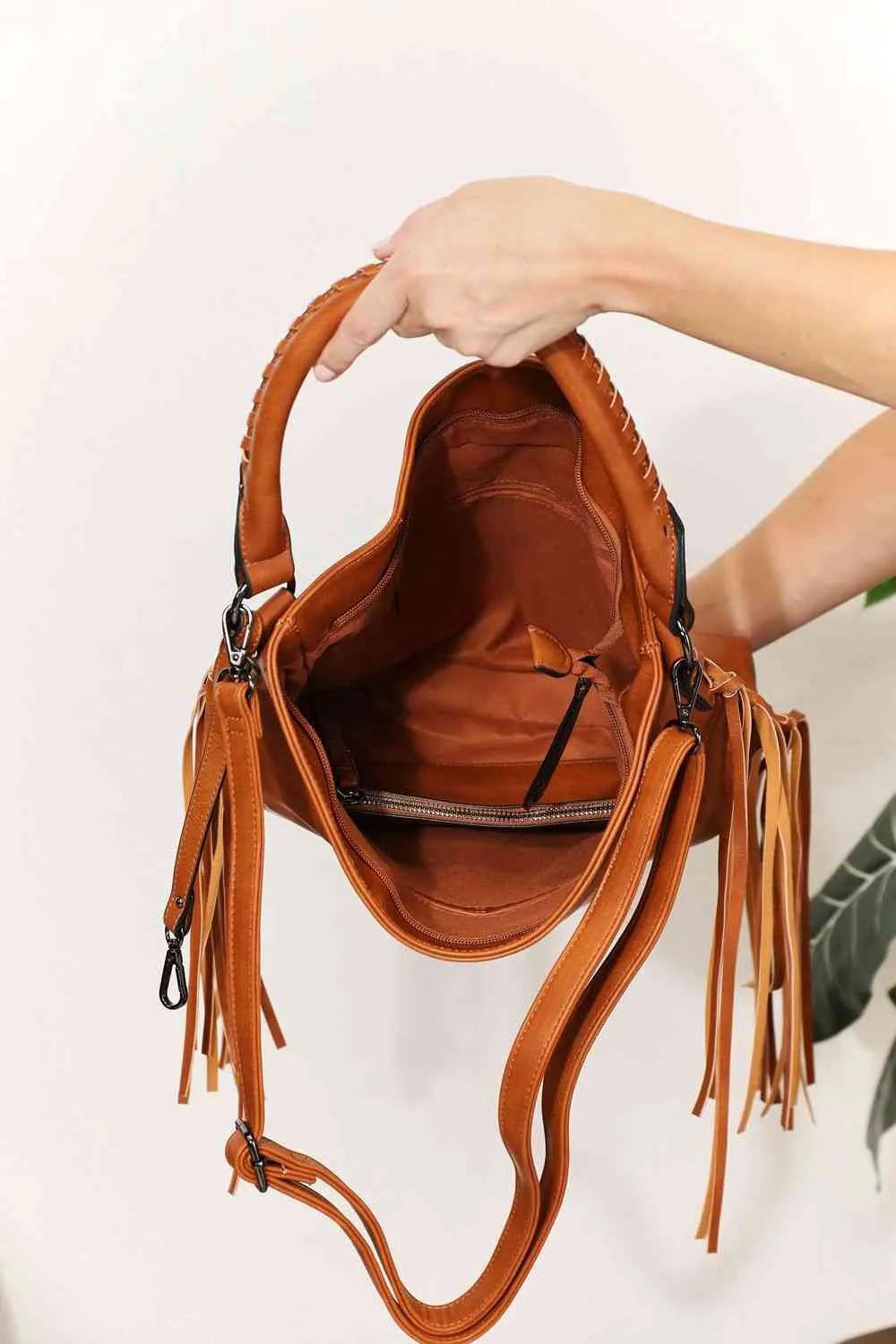 Kim Vegan Leather Fringe Detail Shoulder Bag
