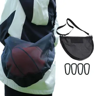 Klmnop 2 Pcs Single Ball Satchel Bag, Mesh Sport Ball Bag with Zipper Pocket and Adjustable Shoulder Straps, Large Capacity Basketball Bag for Carring Basketball Soccer Volleyball