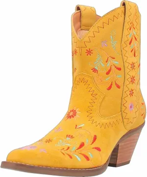 Kluolandi Women's Wide Calf Cowboy Boots Flower Embroidered Western Boots Almond Toe Chunky Heel Short Cowgirl Ankle Boots for Country Concert