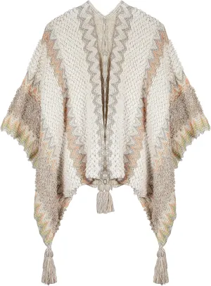 Knit Shawl Wrap Poncho Cape for Women, Ladies Knitted Cardigan Kimono with Fringe for Fall Winter