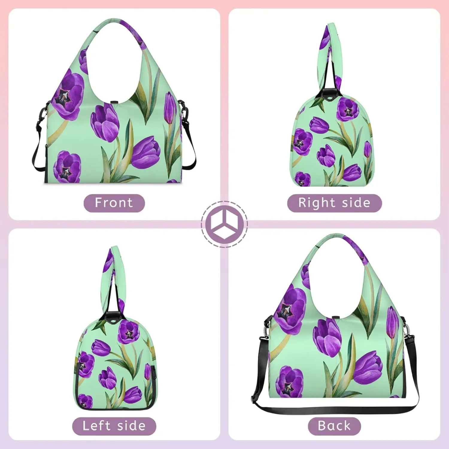 KOBLEN Yoga Gym Bags for Women Duffel Bag with Shoe Compartment and Yoga Mat Portable Weekender Bags for Pilates Travel Offices Workout Beach