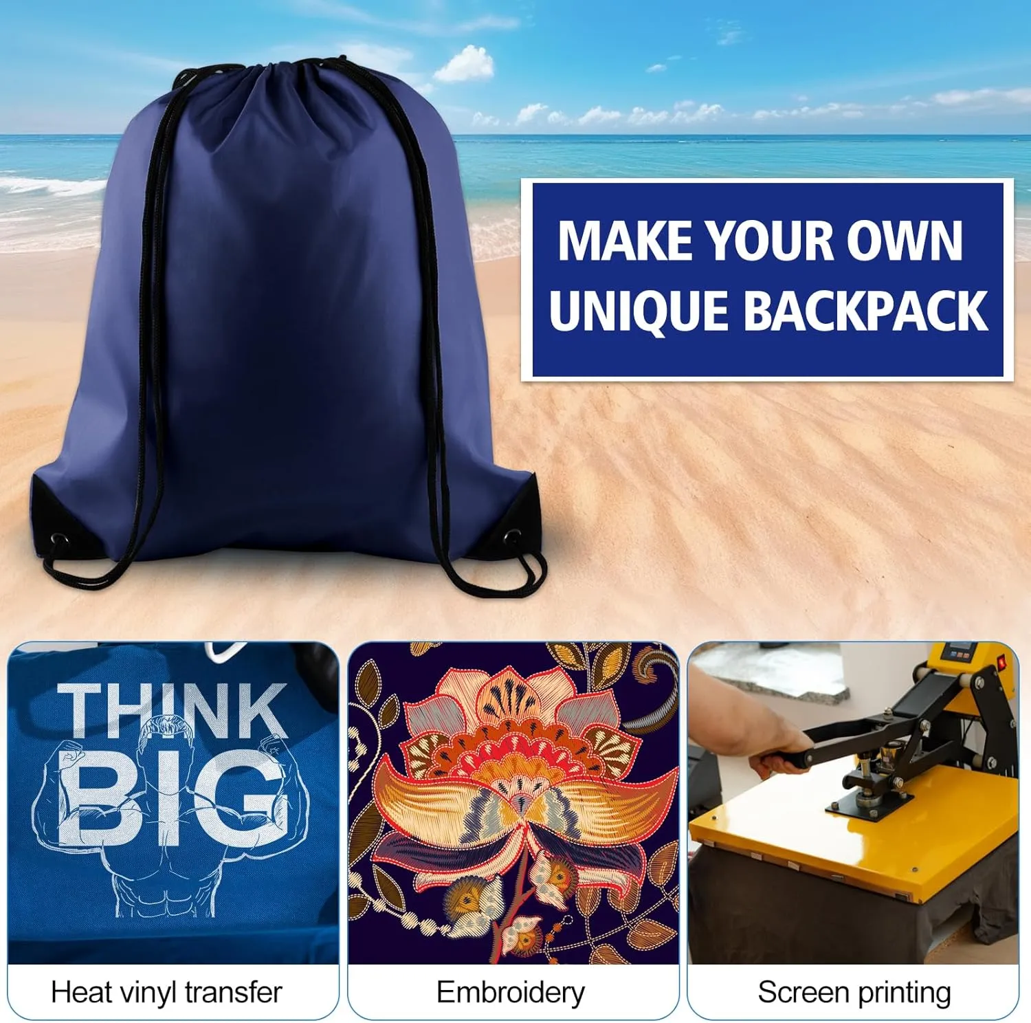 KUUQA 40Pcs Drawstring Backpack Bags Bulk Navy Blue Drawstring Bag Foldable Gym Bag Sport Cinch Sack String Backpack Storage Bags for Women Men Shopping Gym Travel Sports