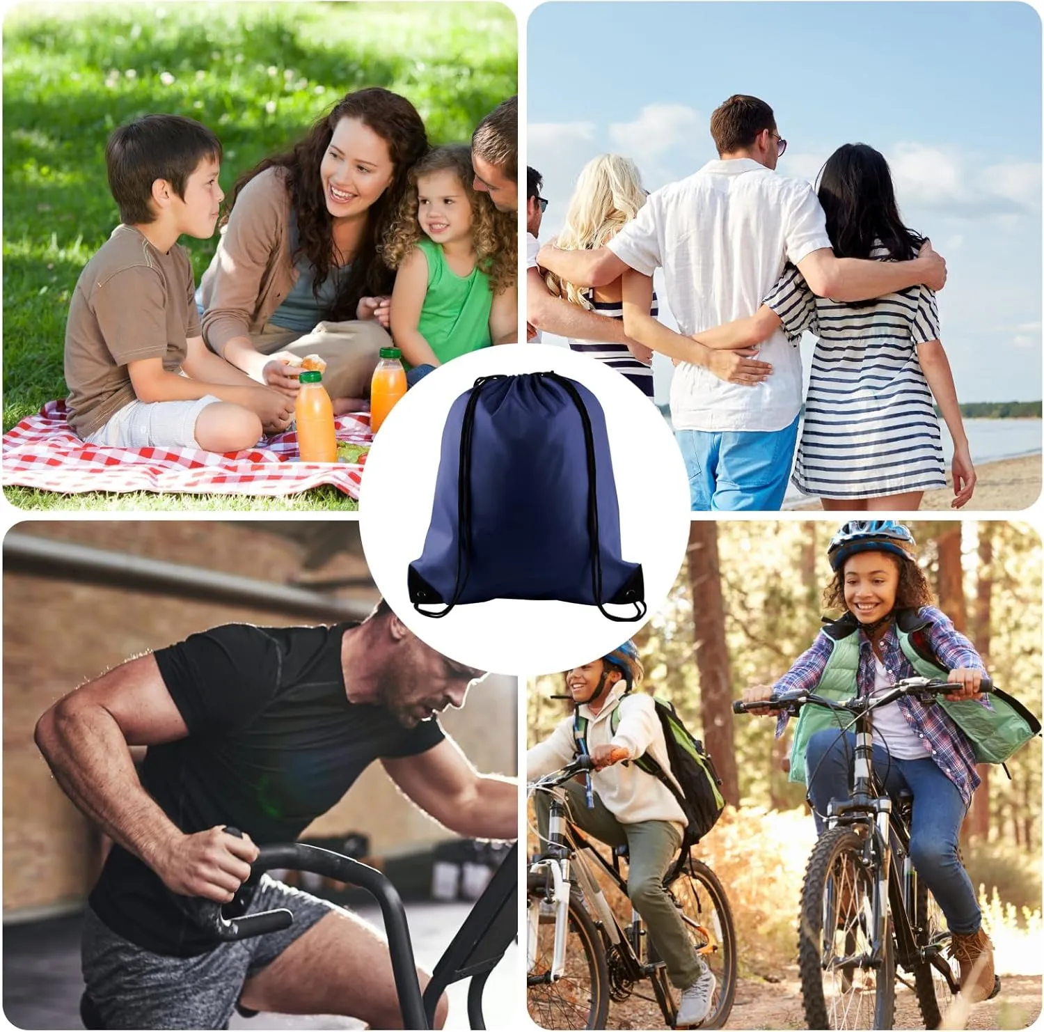 KUUQA 40Pcs Drawstring Backpack Bags Bulk Navy Blue Drawstring Bag Foldable Gym Bag Sport Cinch Sack String Backpack Storage Bags for Women Men Shopping Gym Travel Sports